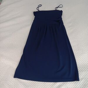 Susana Monico  Ruched  Thin Spaghetti Strap Mini Dress Navy Size‎ Medium